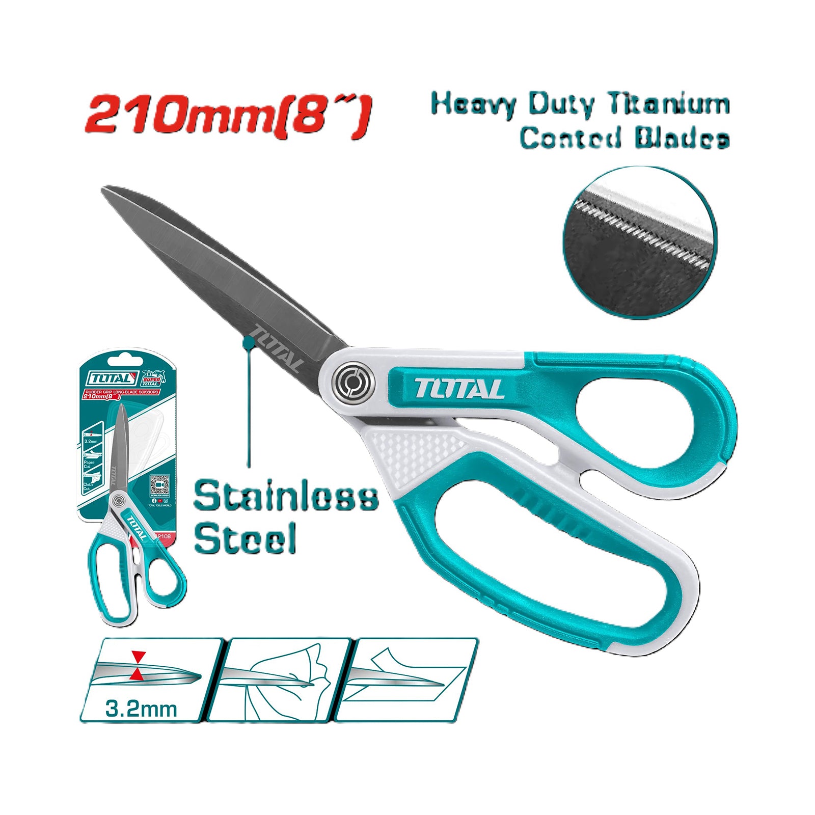 Rubber grip long-blade scissors TOTAL